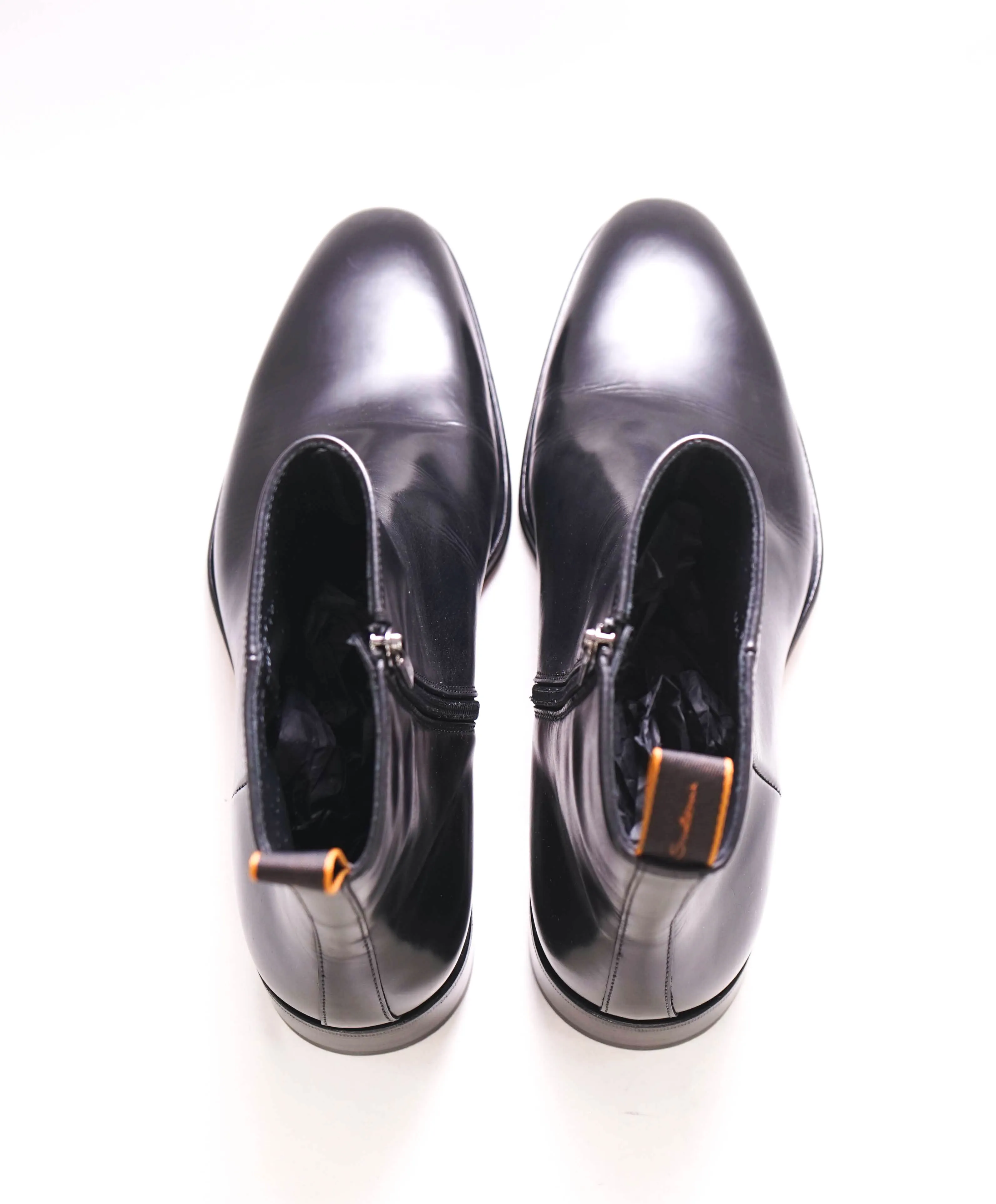 $1,495 SANTONI - Black *GOODYEAR* Almond-Toe Zip Boot - 10 US (9 IT)