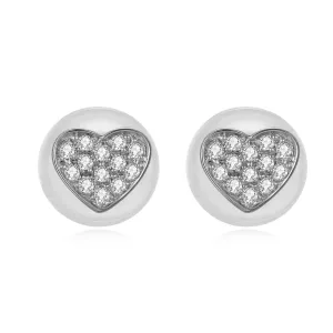 14K Solid Gold Heart Stud Earring Exclusively Handcrafted 0.049 Carat Natural Diamond (H-F Color, VS1-VS2 Clarity)