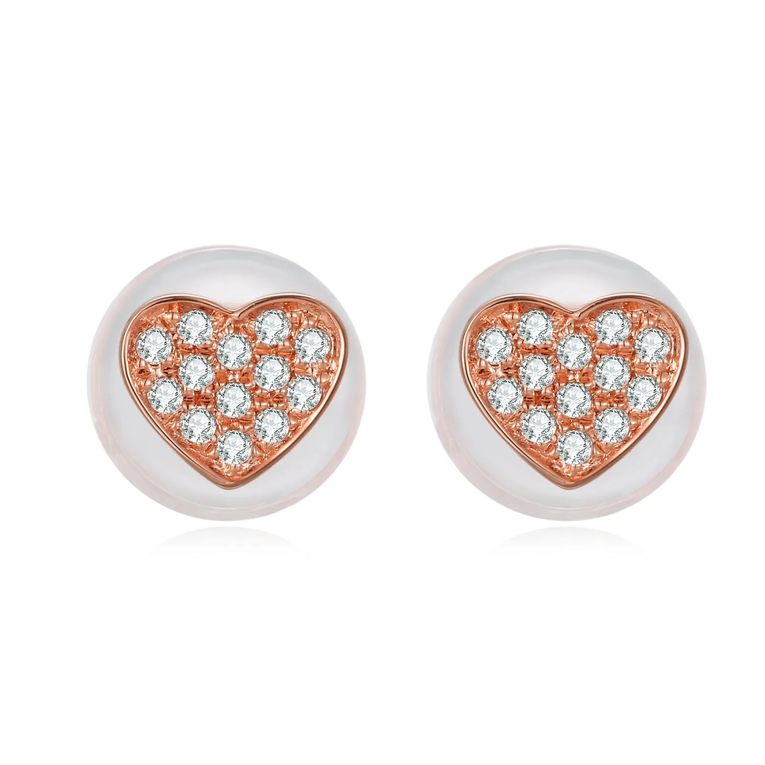 14K Solid Gold Heart Stud Earring Exclusively Handcrafted 0.049 Carat Natural Diamond (H-F Color, VS1-VS2 Clarity)