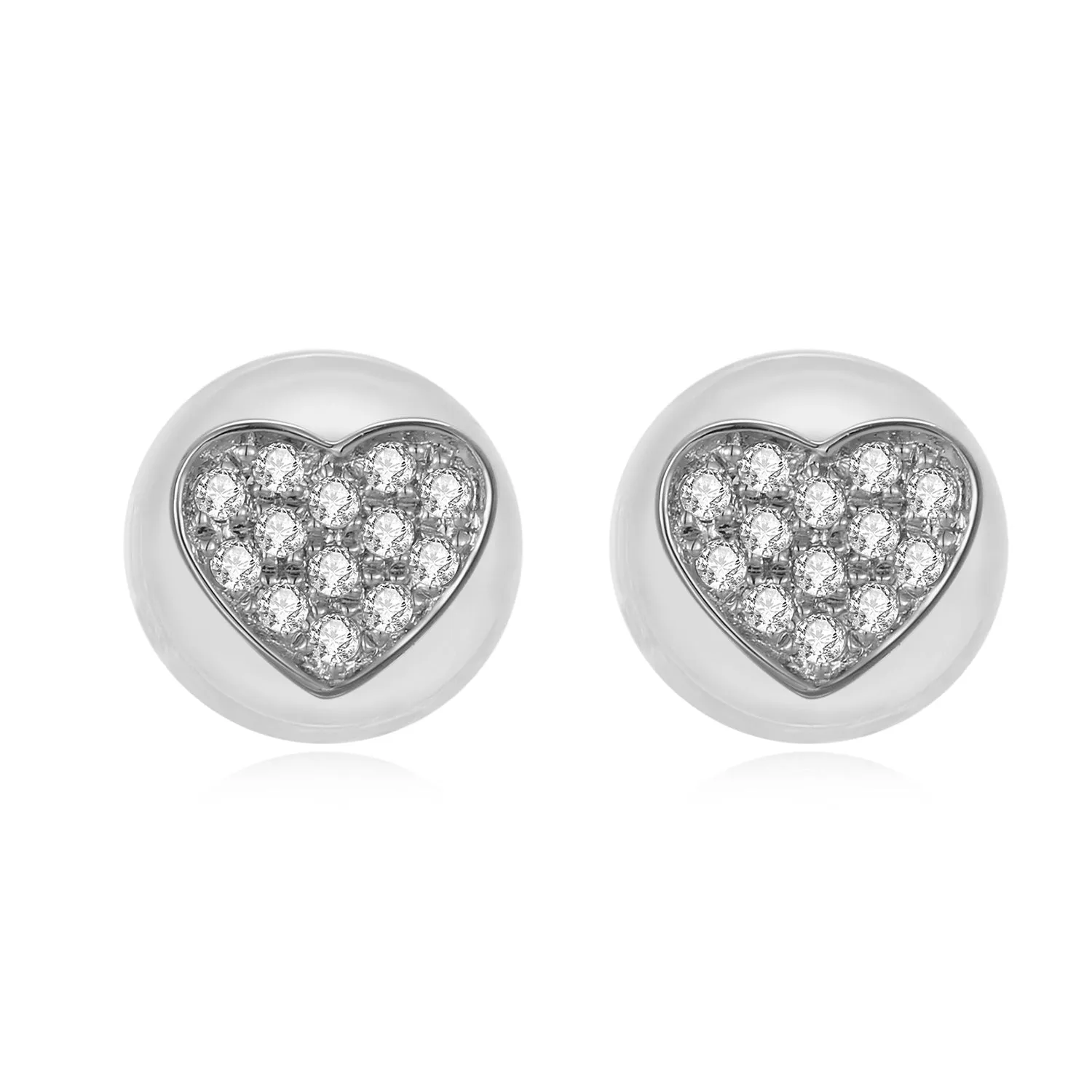 14K Solid Gold Heart Stud Earring Exclusively Handcrafted 0.049 Carat Natural Diamond (H-F Color, VS1-VS2 Clarity)