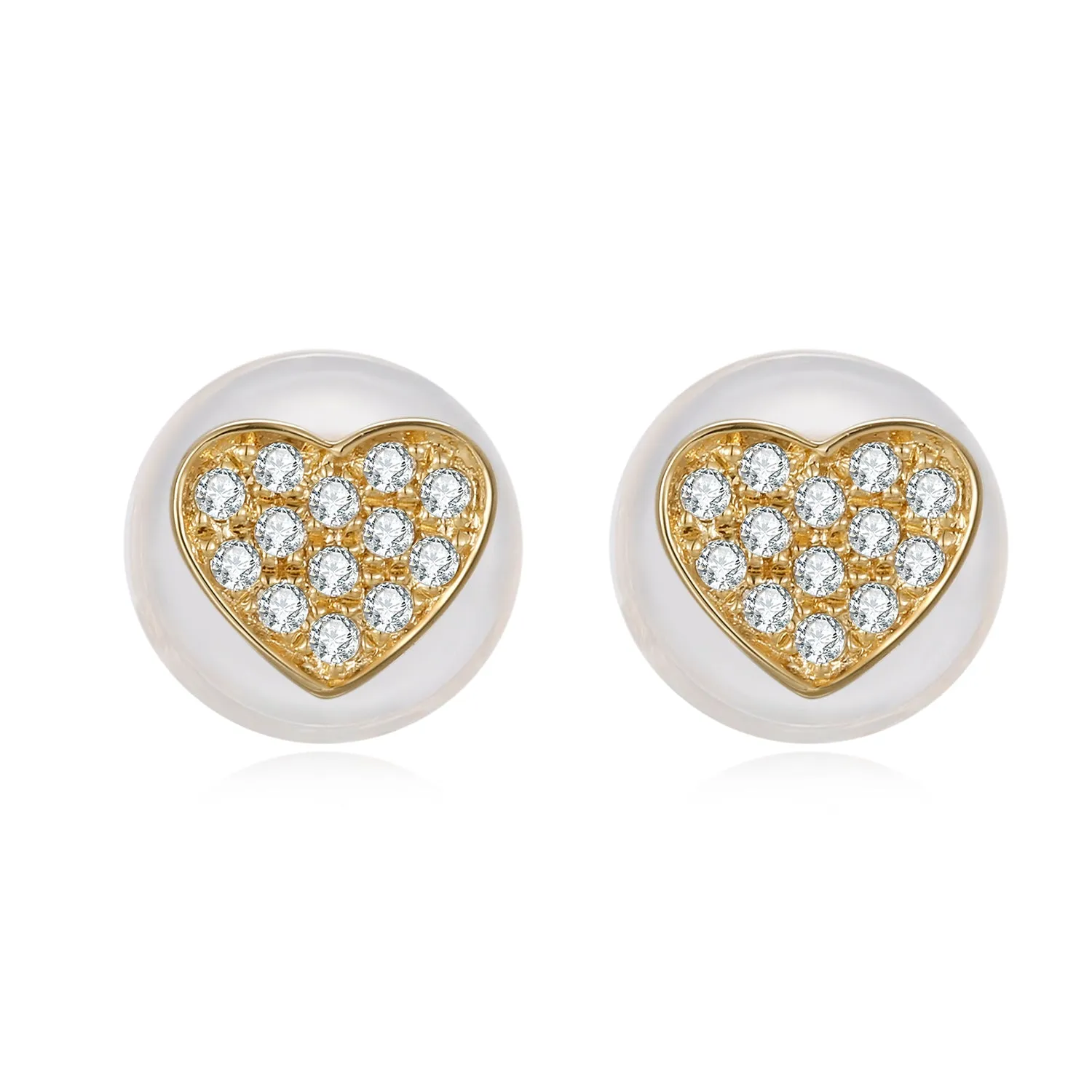 14K Solid Gold Heart Stud Earring Exclusively Handcrafted 0.049 Carat Natural Diamond (H-F Color, VS1-VS2 Clarity)