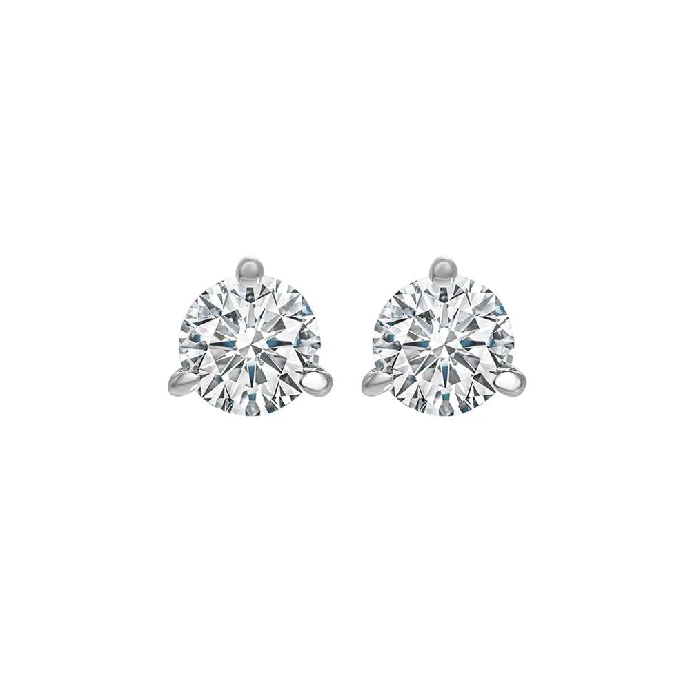 14KT White Gold & Diamond Classic Book Round Stud Earrings  - 5/8 ctw