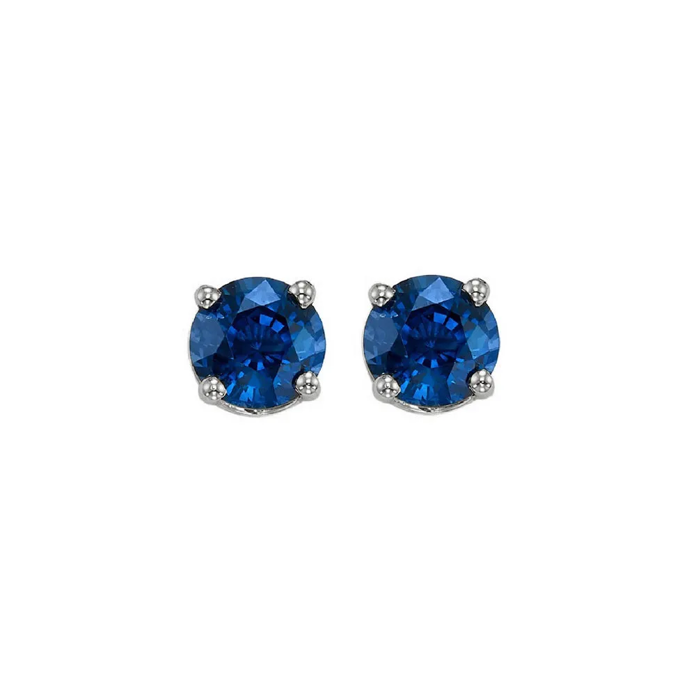 14KT White Gold Classic Book Color Stud Earrings