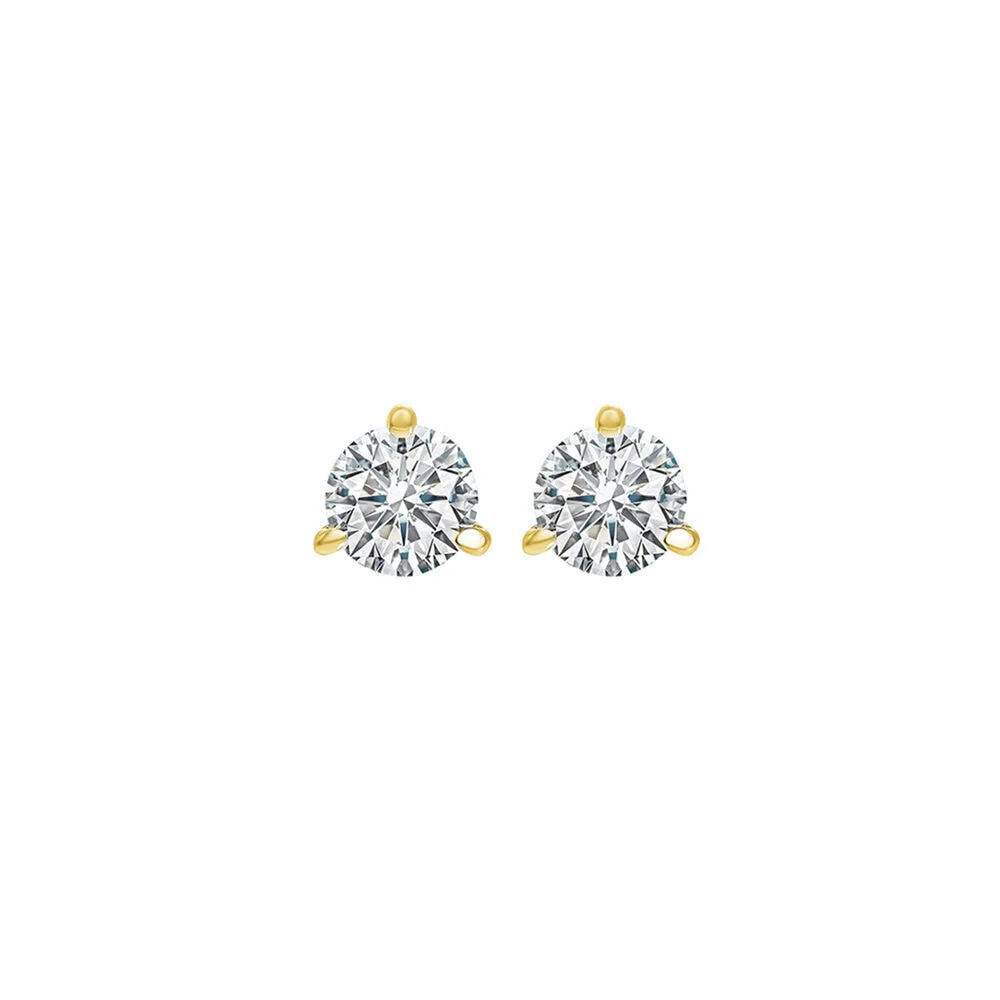 14KT Yellow Gold & Diamond Round Stud Earrings  - 1/5 ctw