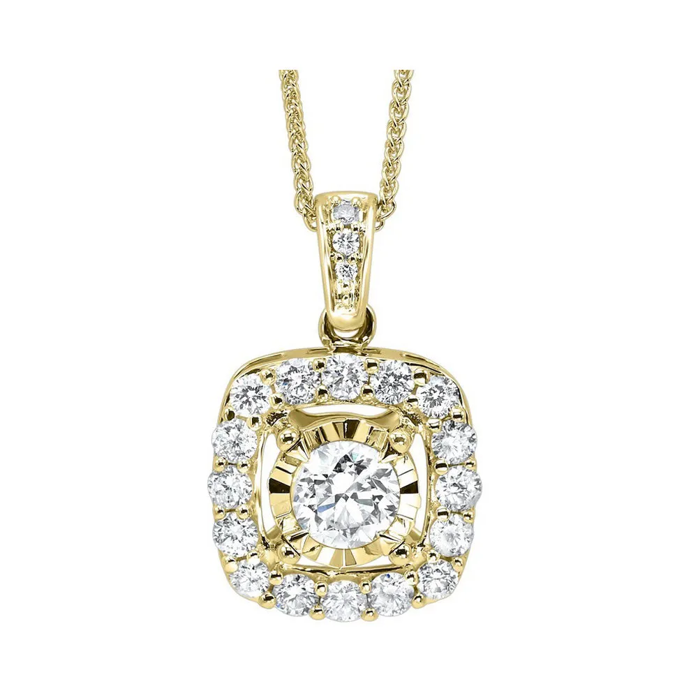 14KT Yellow Gold & Diamond Solitaire Pendant -  1/3 ctw