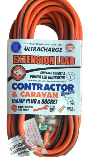 15 Meter 15amp Caravan Power Lead - Heavy Duty