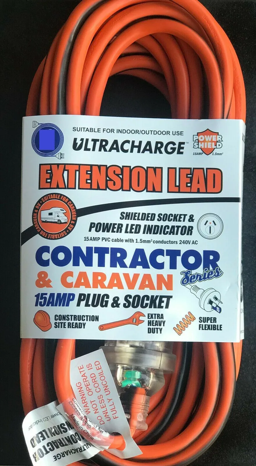 15 Meter 15amp Caravan Power Lead - Heavy Duty