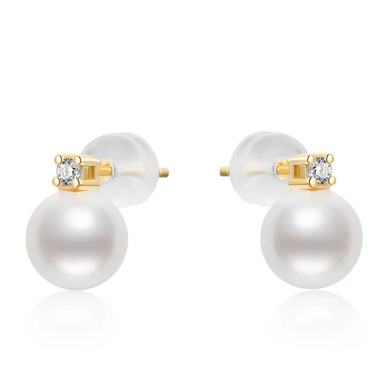 18K Natural Freshwater White Pearl Earrings