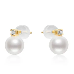 18K Natural Freshwater White Pearl Earrings
