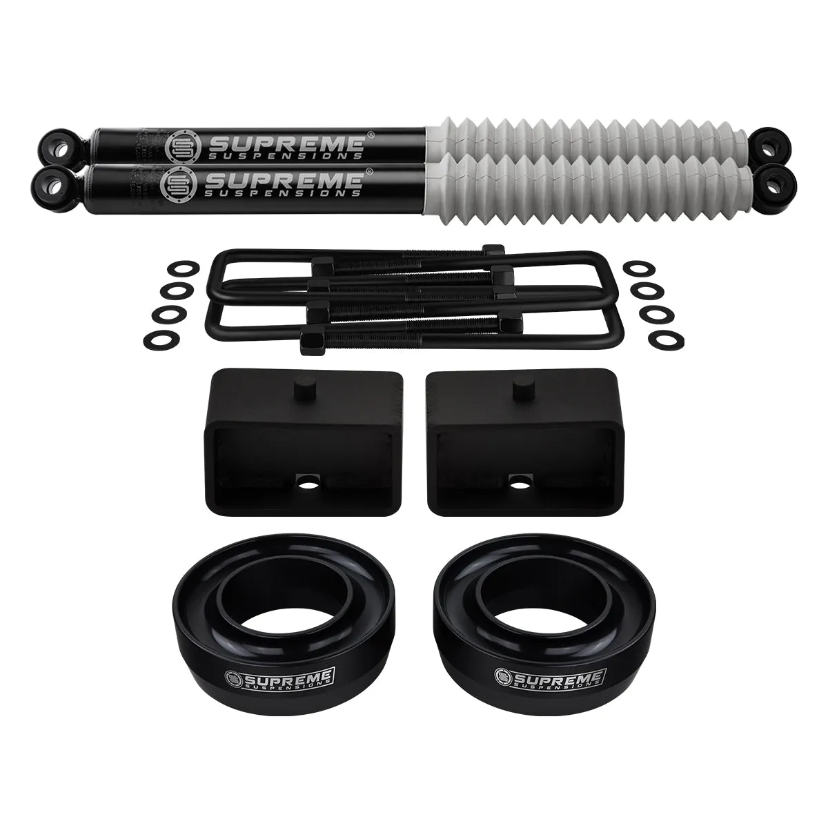 1988-1999 Chevrolet C1500 Full Suspension Lift Kit with Supreme Suspensions MAX Performance Rear Shocks 2WD 4x2