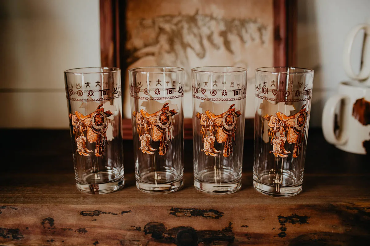 20oz 'Saddle & Brands' Glasses (Set of 4)