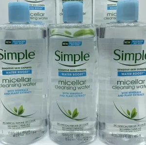 (3) LARGE Simple Sensitive Water Boost Micellar Cleansing MakeUp Removes 13.5oz