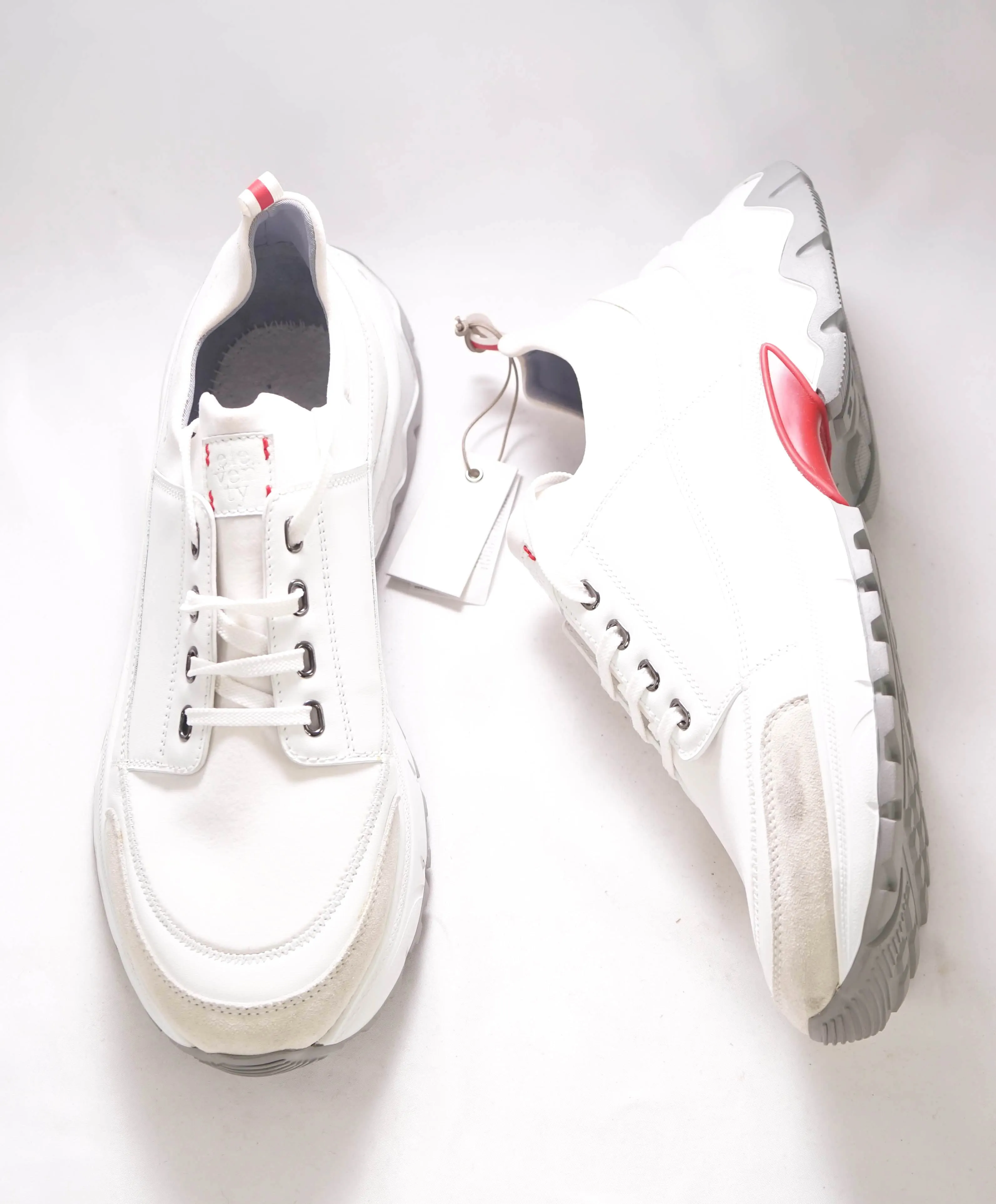 $695 ELEVENTY - White Chunky Leather Lace-Up Sneaker - 11 US (44EU)