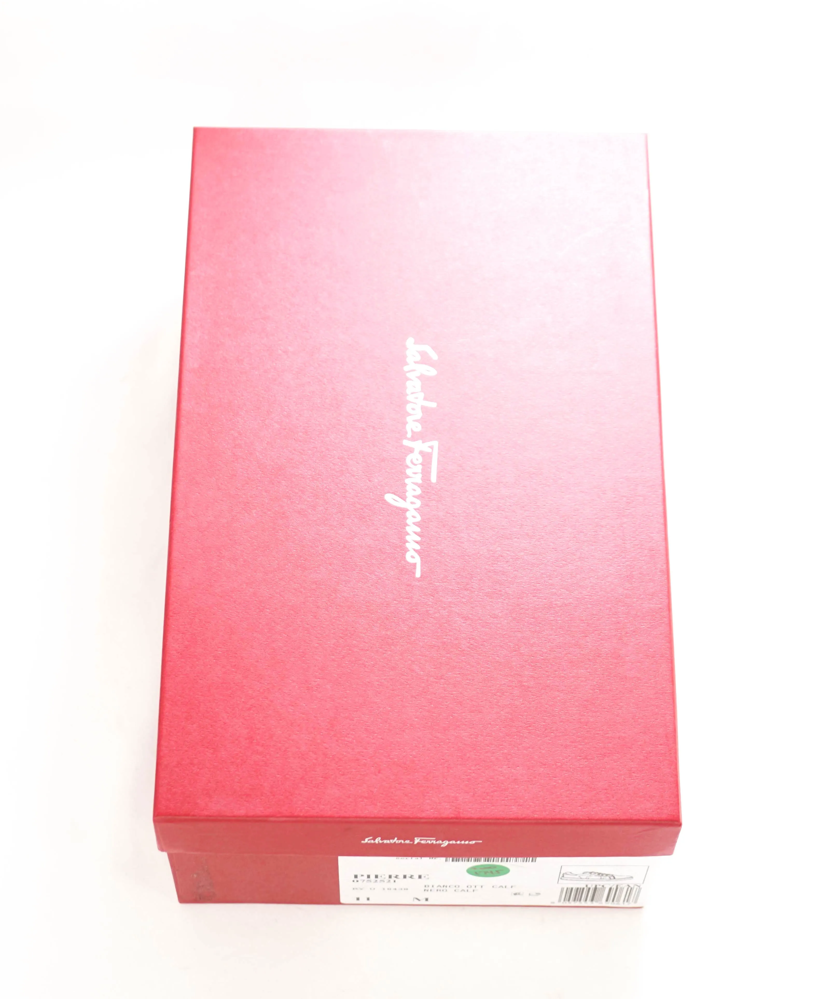 $695 SALVATORE FERRAGAMO - *PIERRE* White/Black Gancini Sneaker - 9.5 M US