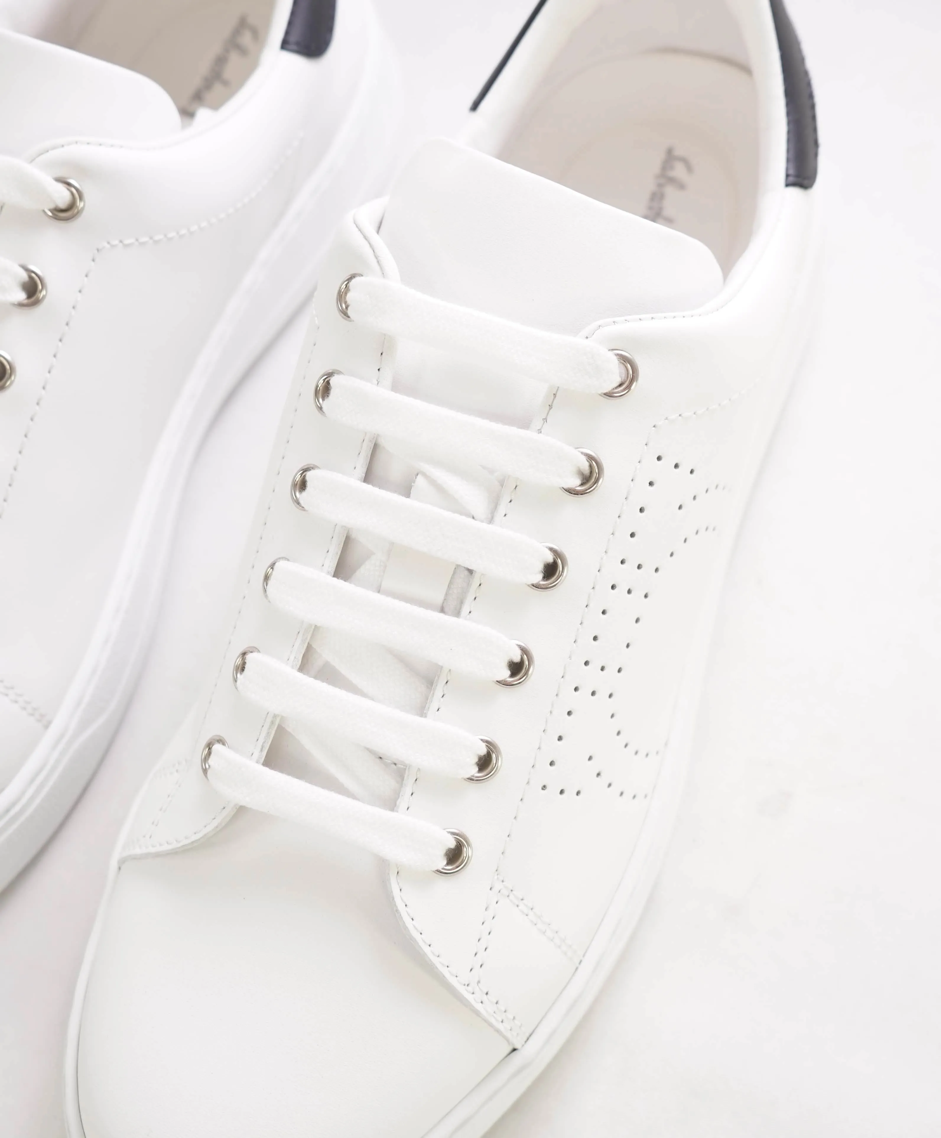 $695 SALVATORE FERRAGAMO - *PIERRE* White/Black Gancini Sneaker - 9.5 M US