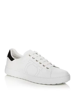 $695 SALVATORE FERRAGAMO - *PIERRE* White/Black Gancini Sneaker - 9.5 M US
