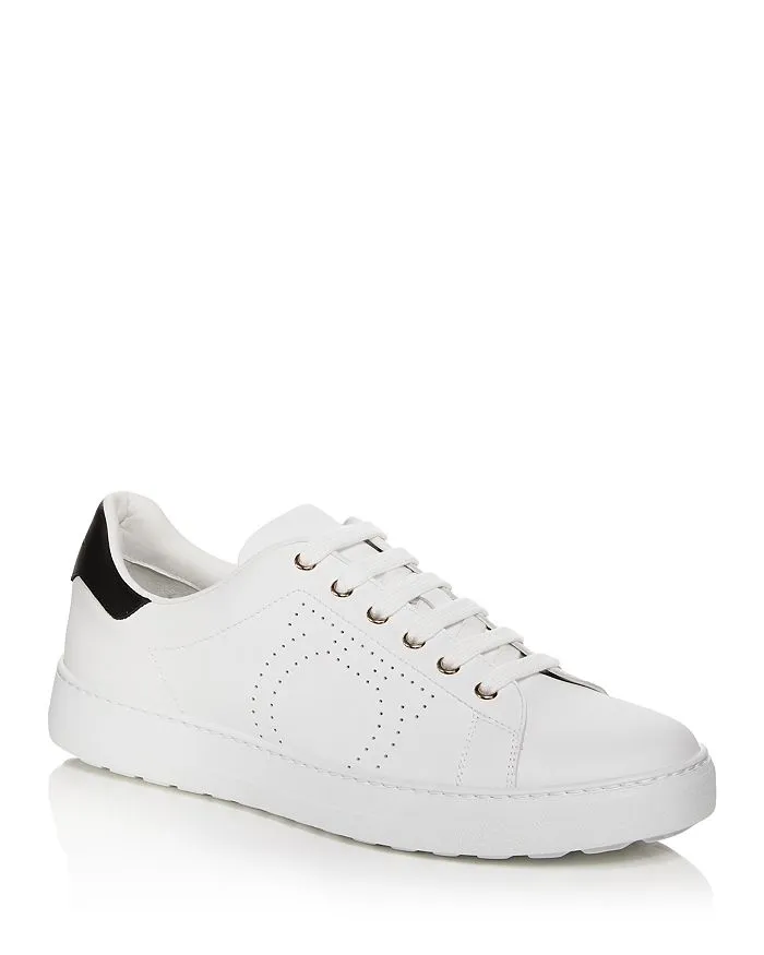 $695 SALVATORE FERRAGAMO - *PIERRE* White/Black Gancini Sneaker - 9.5 M US