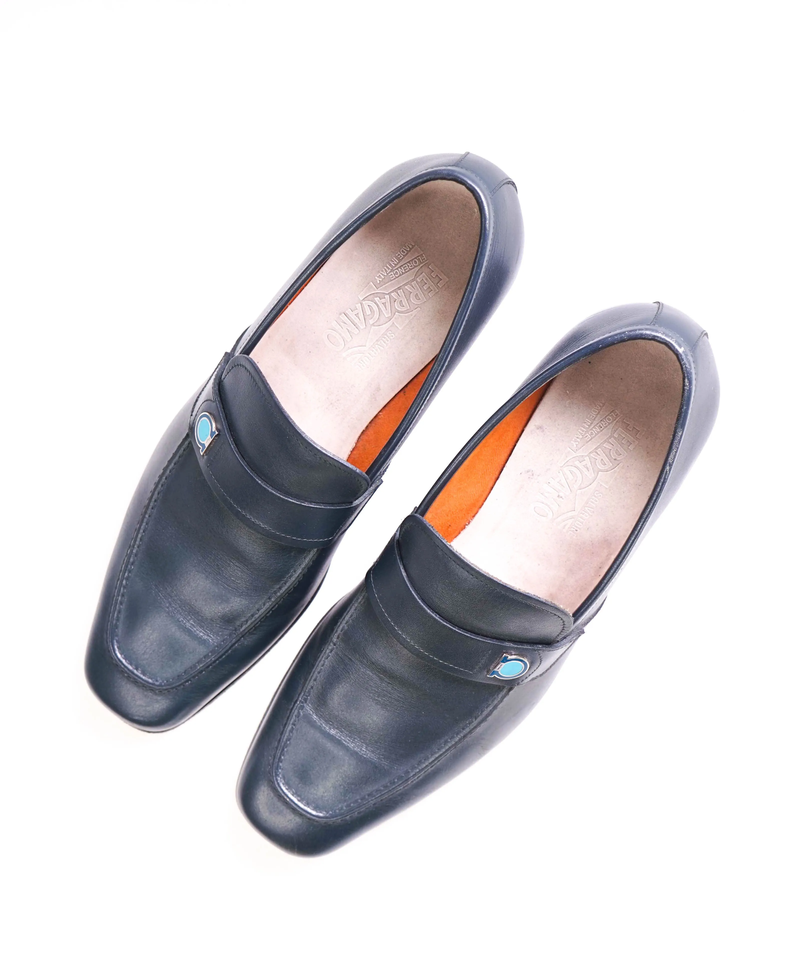 $750 SALVATORE FERRAGAMO -  Blue & Teal Gancini Leather Loafer- 9.5 EE