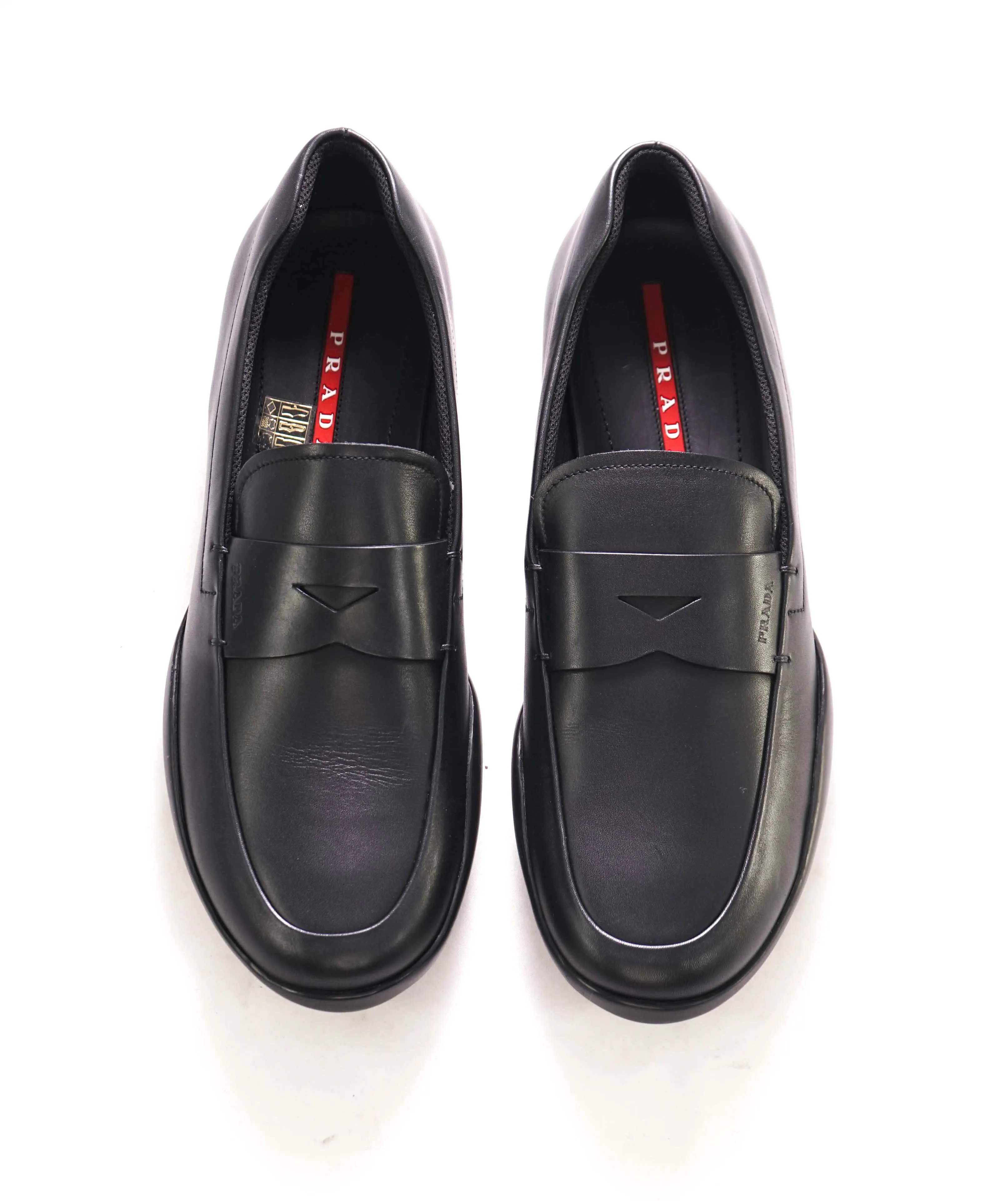 $795 PRADA - *LINEA ROSSA* Black Slip On Logo Penny Vamp Loafer - 10.5 US (9.5 Prada)