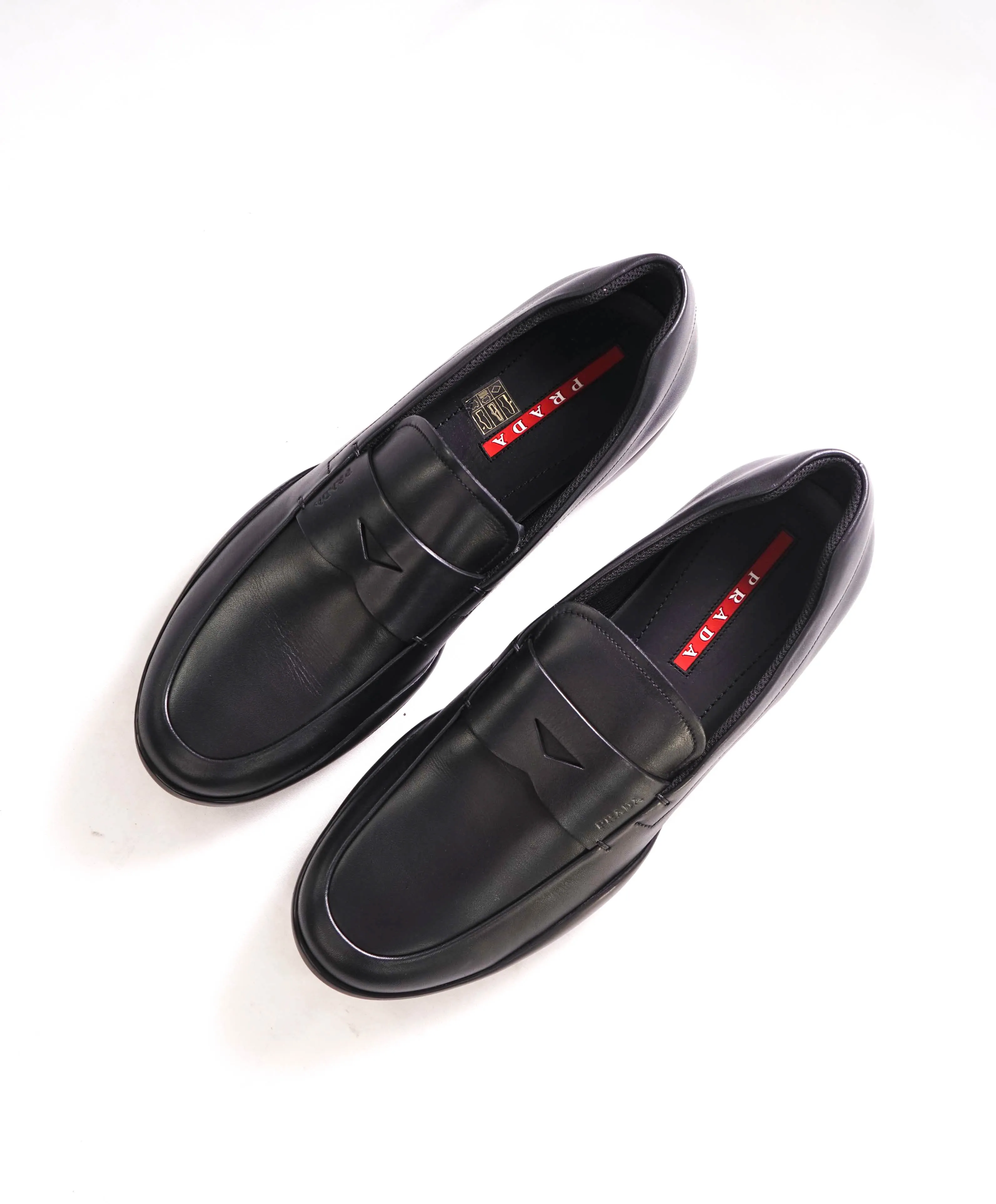$795 PRADA - *LINEA ROSSA* Black Slip On Logo Penny Vamp Loafer - 10.5 US (9.5 Prada)