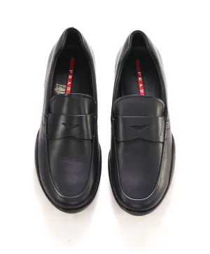 $795 PRADA - *LINEA ROSSA* Black Slip On Logo Penny Vamp Loafer - 10.5 US (9.5 Prada)
