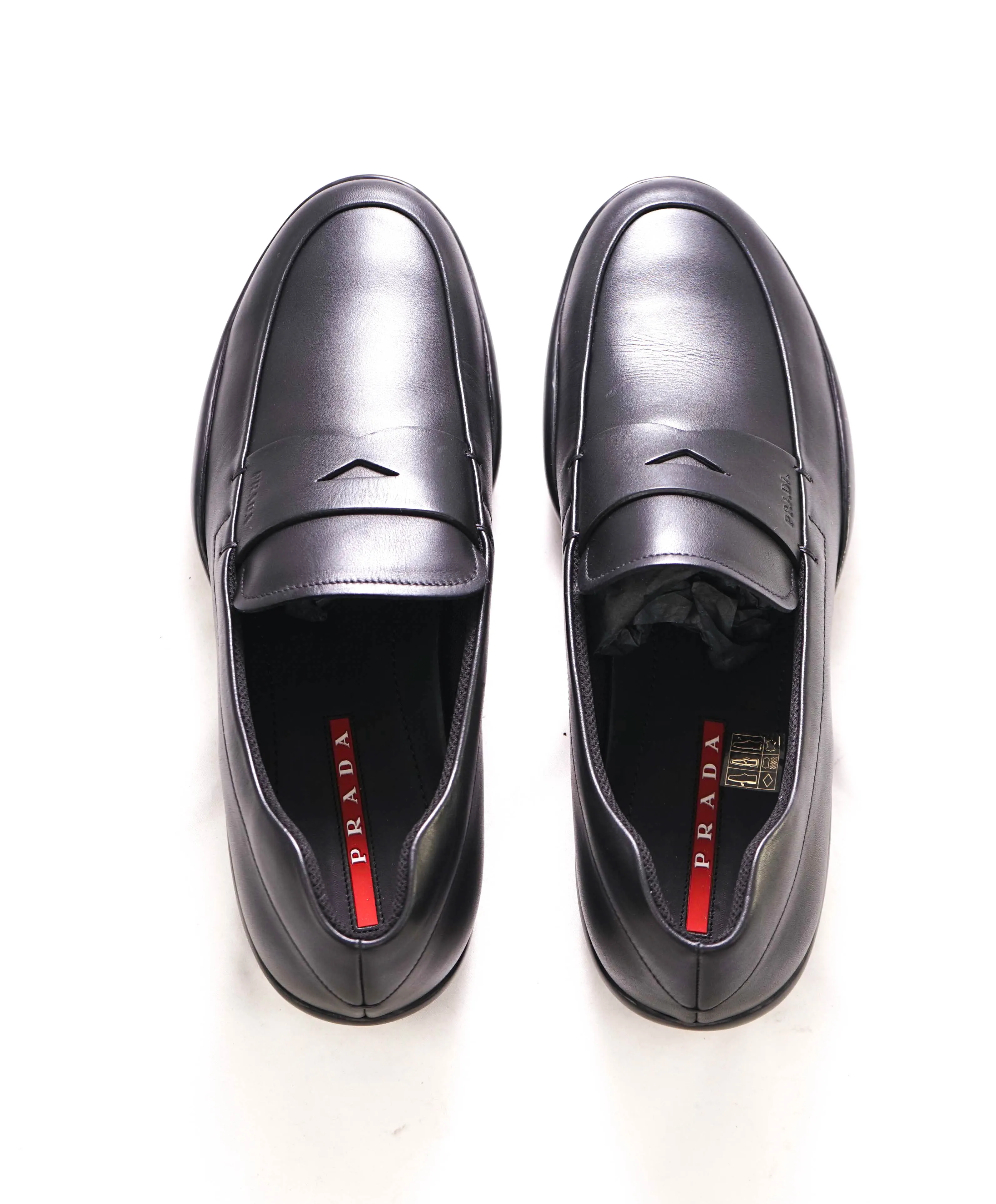$795 PRADA - *LINEA ROSSA* Black Slip On Logo Penny Vamp Loafer - 10.5 US (9.5 Prada)