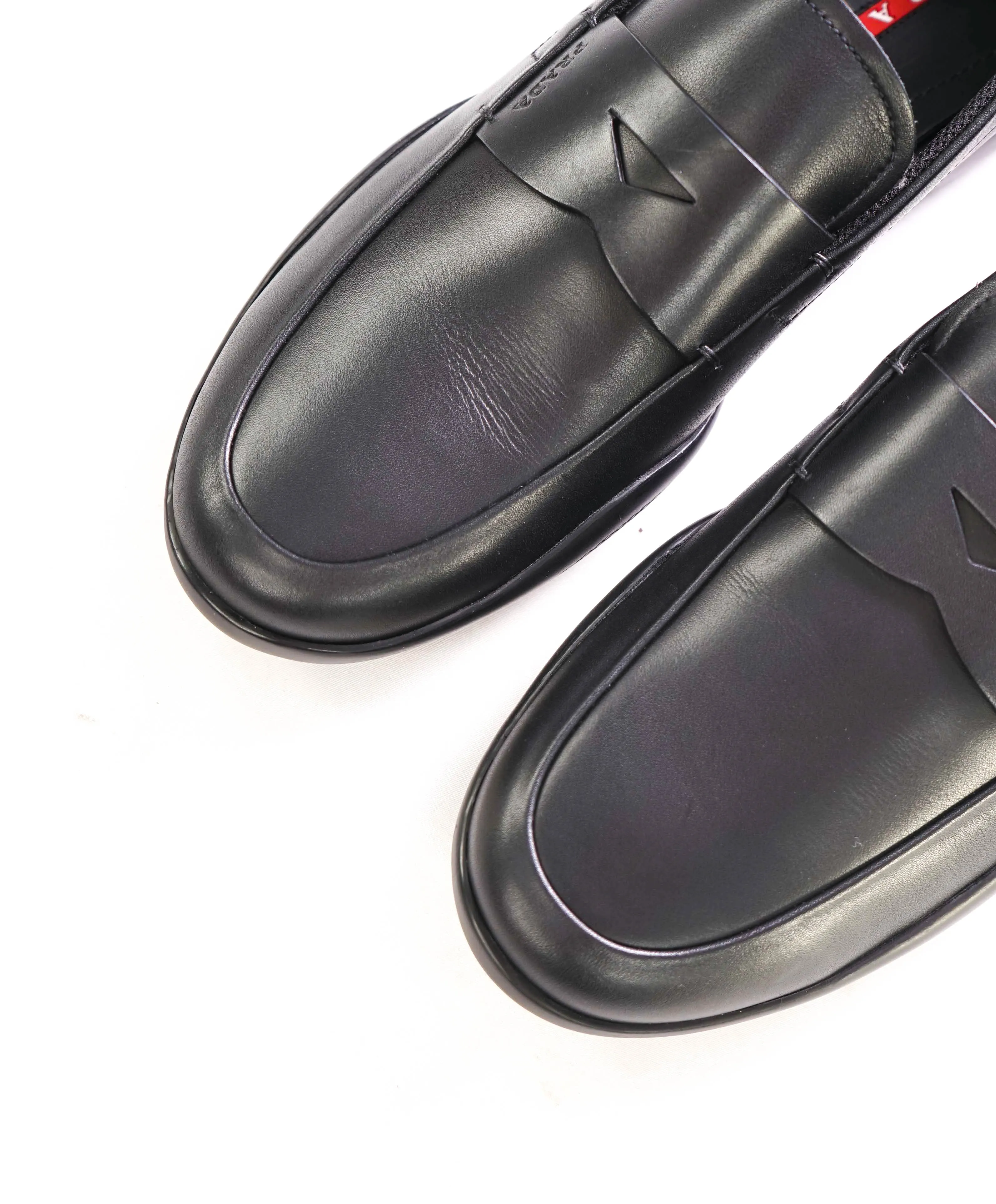 $795 PRADA - *LINEA ROSSA* Black Slip On Logo Penny Vamp Loafer - 10.5 US (9.5 Prada)