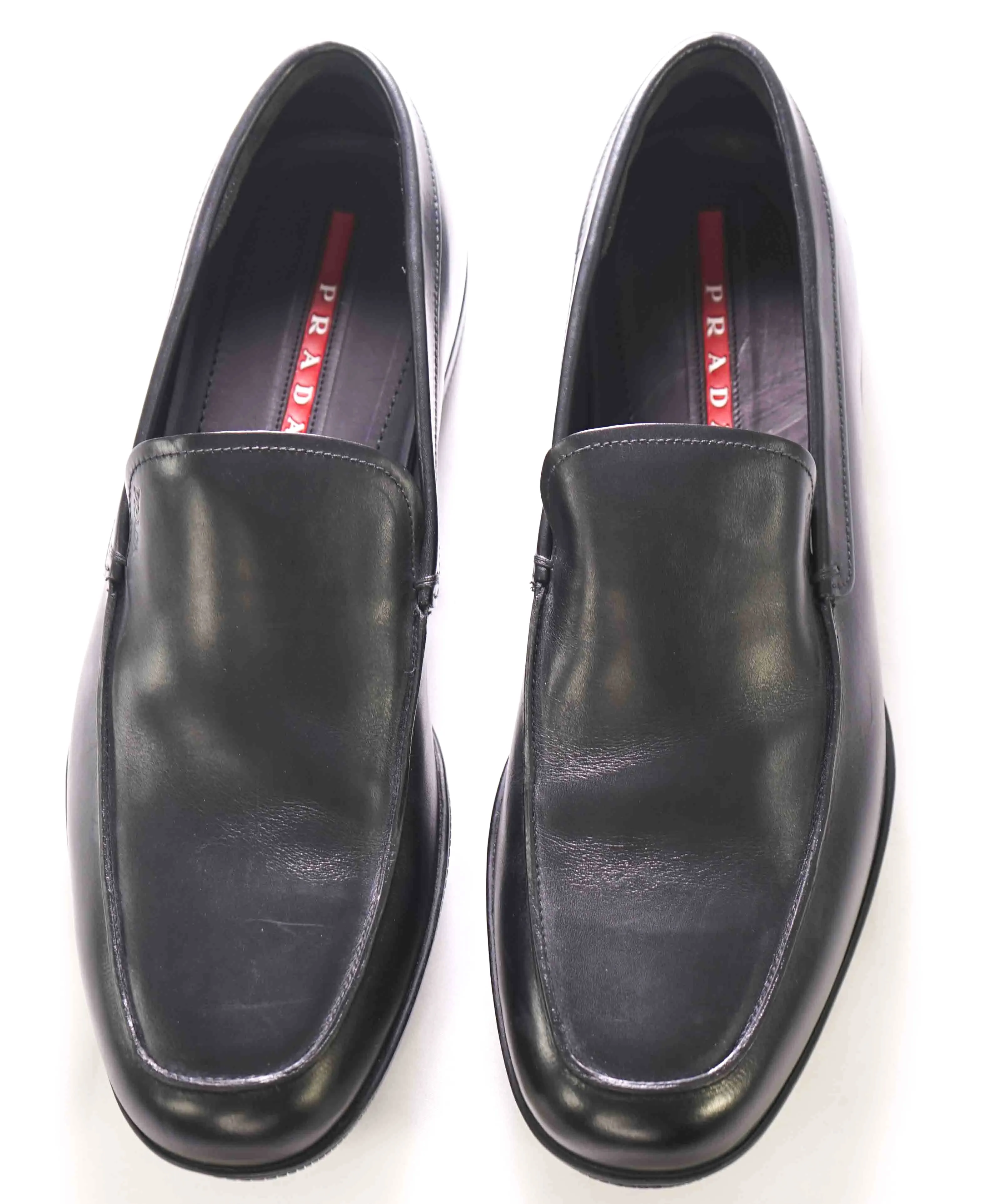 $795 PRADA - *LINEA ROSSA* Black Slip On Logo Vamp Loafer - 10.5 US (9.5 Prada)
