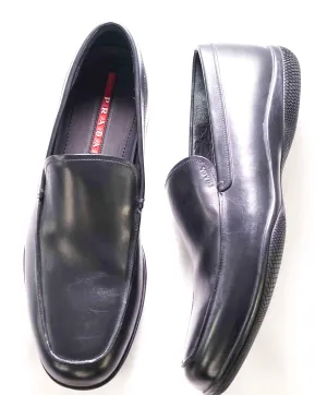 $795 PRADA - *LINEA ROSSA* Black Slip On Logo Vamp Loafer - 10.5 US (9.5 Prada)