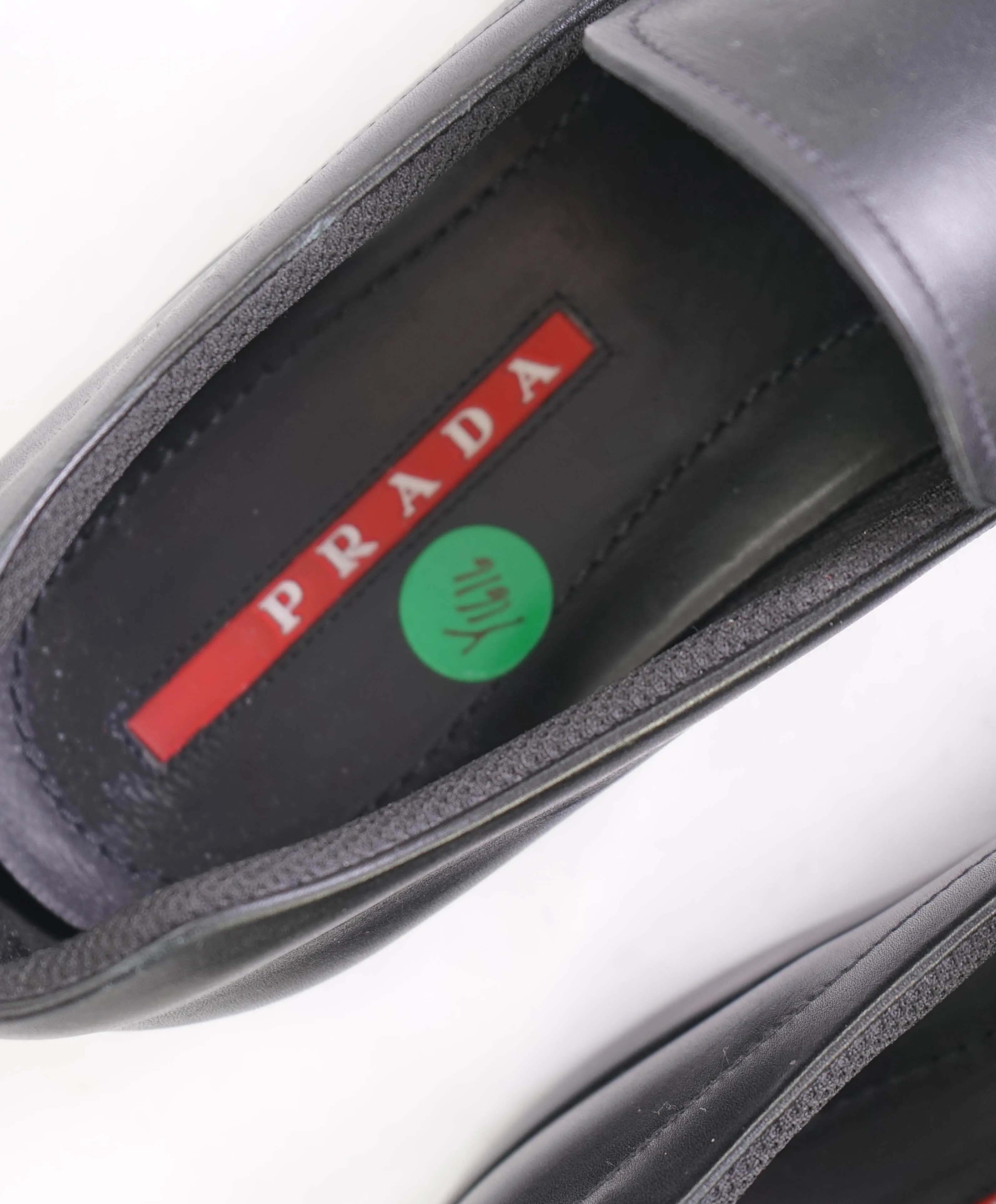 $795 PRADA - *LINEA ROSSA* Black Slip On Logo Vamp Loafer - 8.5 US (7.5 Prada)