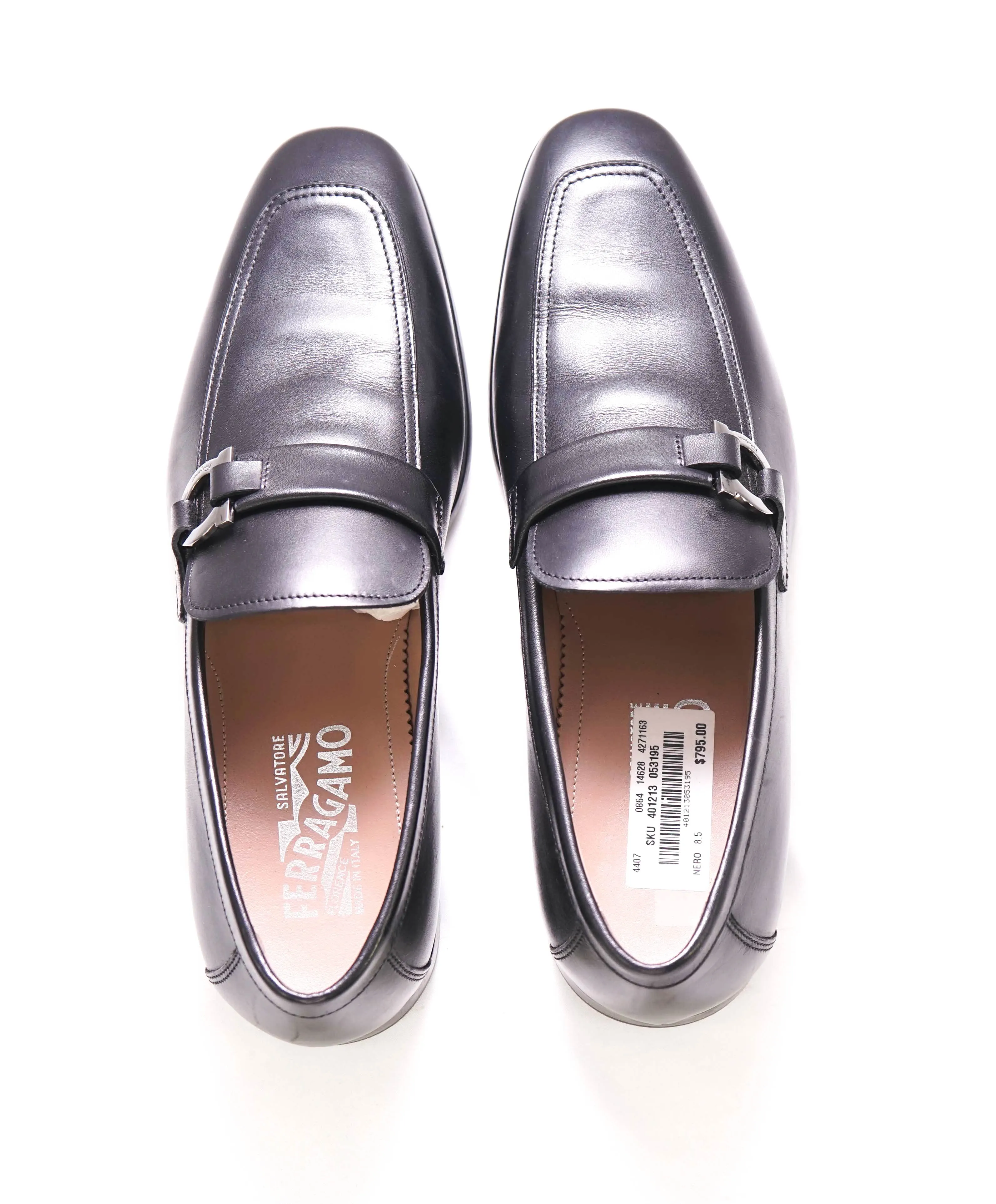 $795 SALVATORE FERRAGAMO - Blacka Gancini Bit Loafer - 8.5 D US