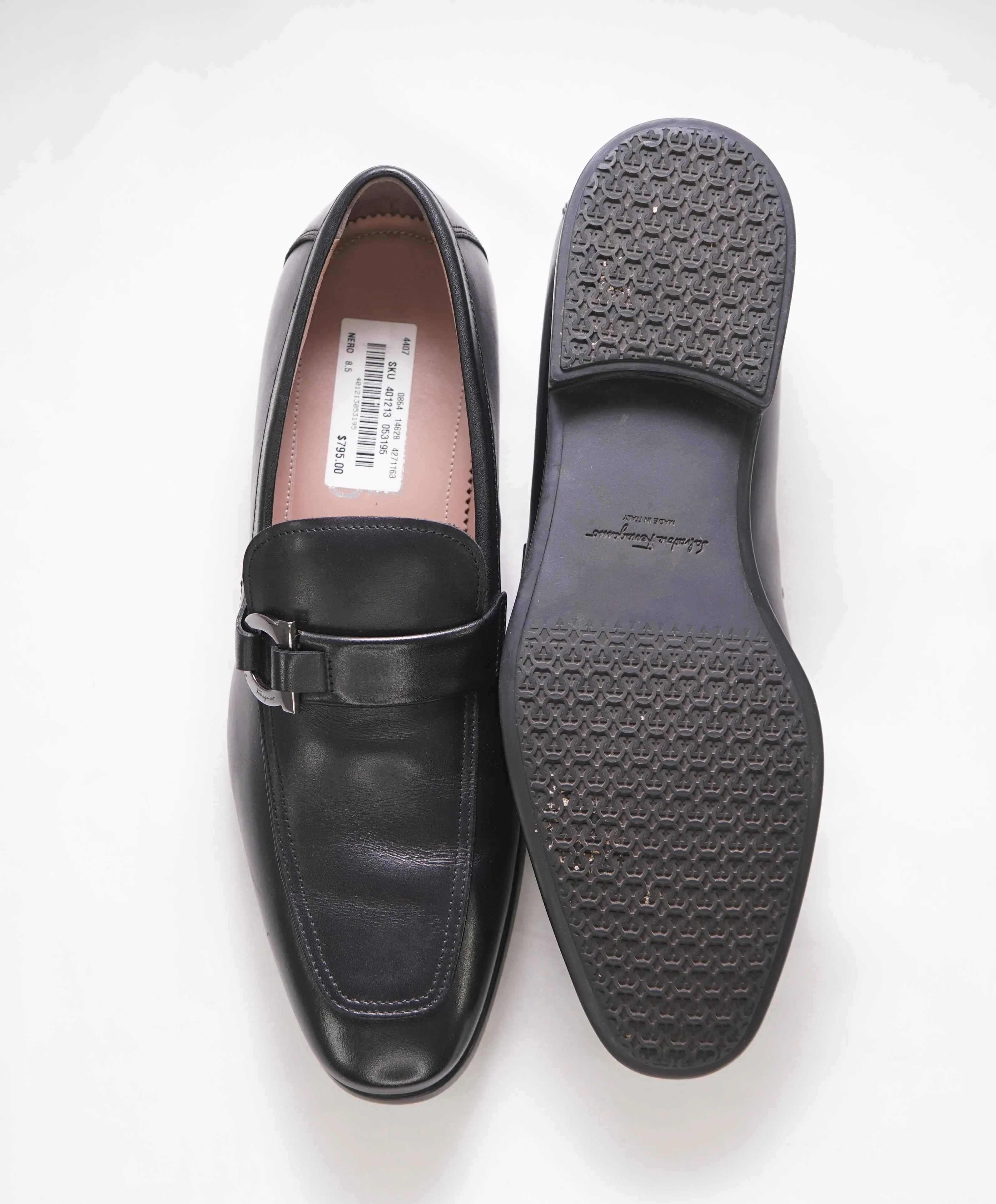 $795 SALVATORE FERRAGAMO - Blacka Gancini Bit Loafer - 8.5 D US