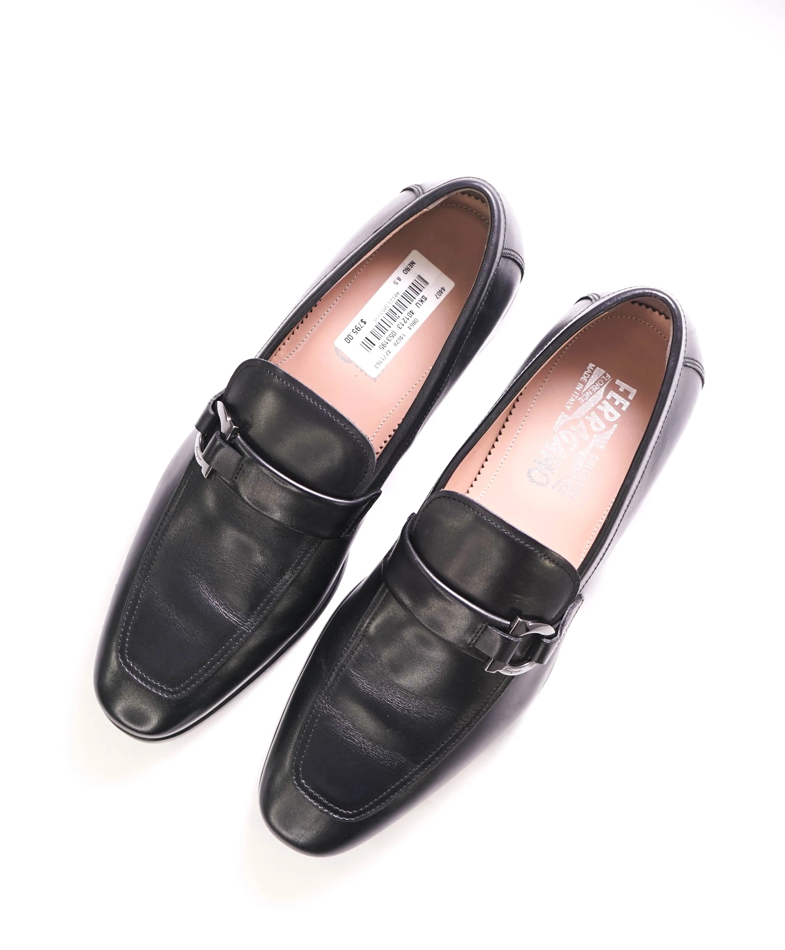 $795 SALVATORE FERRAGAMO - Blacka Gancini Bit Loafer - 8.5 D US