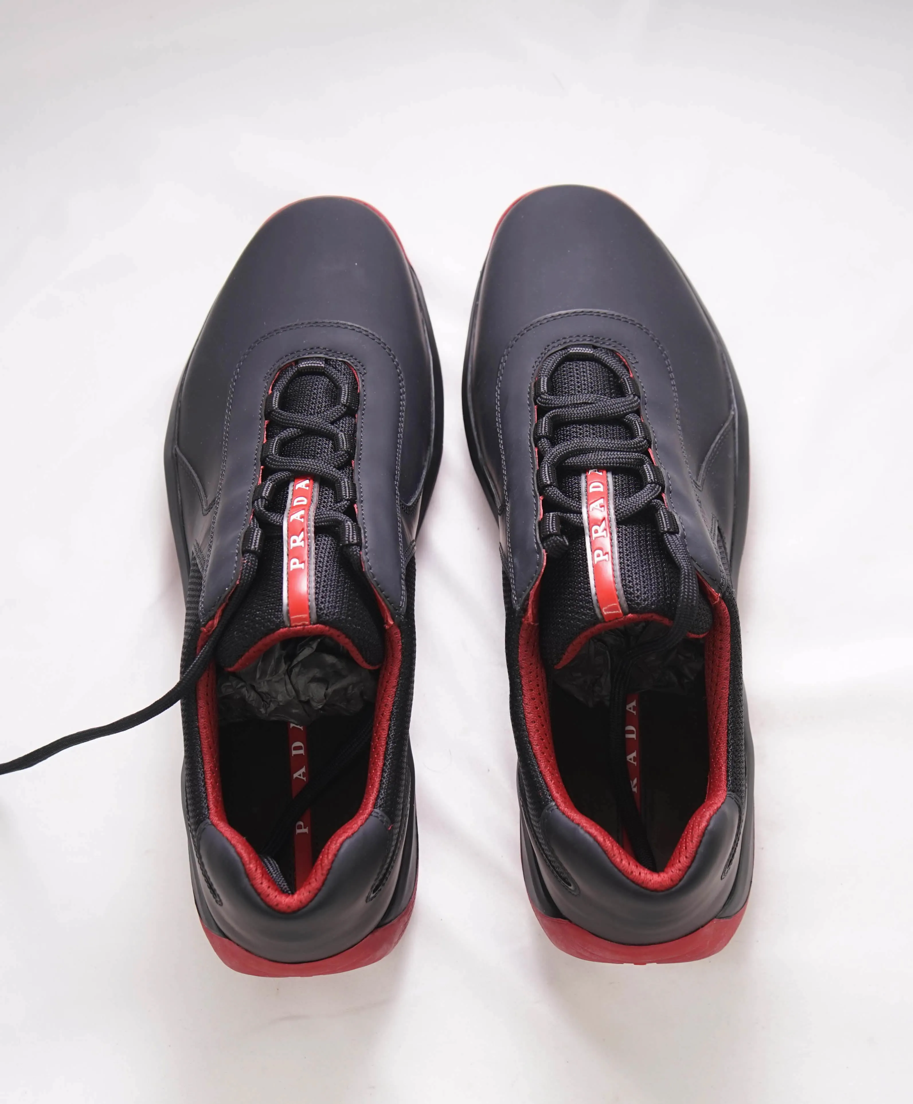 $895 PRADA - "PUNTA ALA" *LINEA ROSSA* Black/Red Sneaker - 12 US (11 Prada)