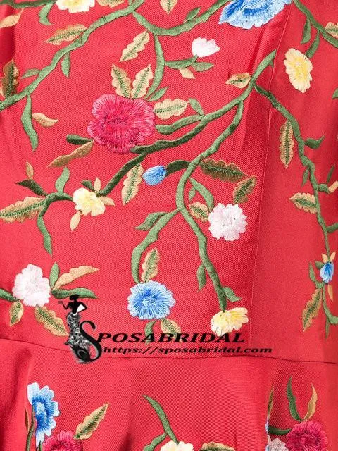 A-line Red Off Shoulder Beautiful Flower Appliques Prom Dresses, Fashion dress for woman, PD0475