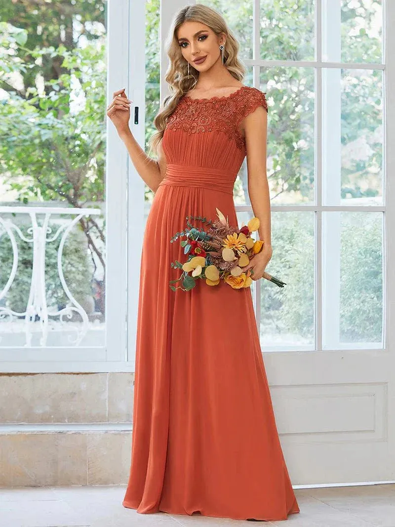 Allanah cap sleeve lace and chiffon bridesmaid dress in darker colors