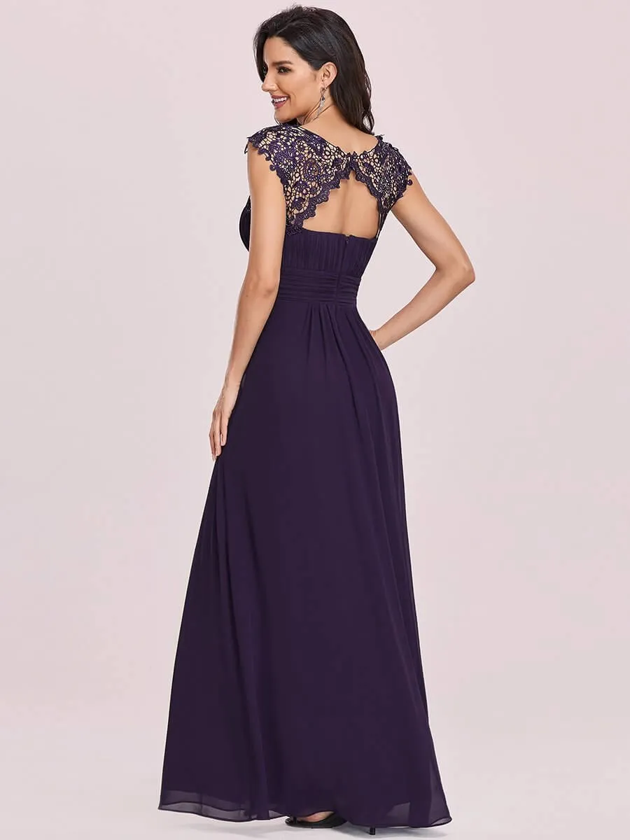 Allanah cap sleeve lace and chiffon bridesmaid dress in darker colors