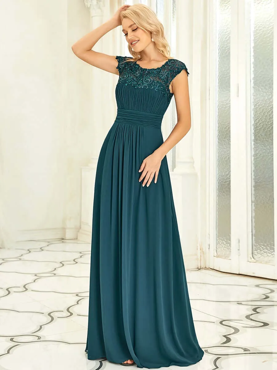 Allanah cap sleeve lace and chiffon bridesmaid dress in darker colors