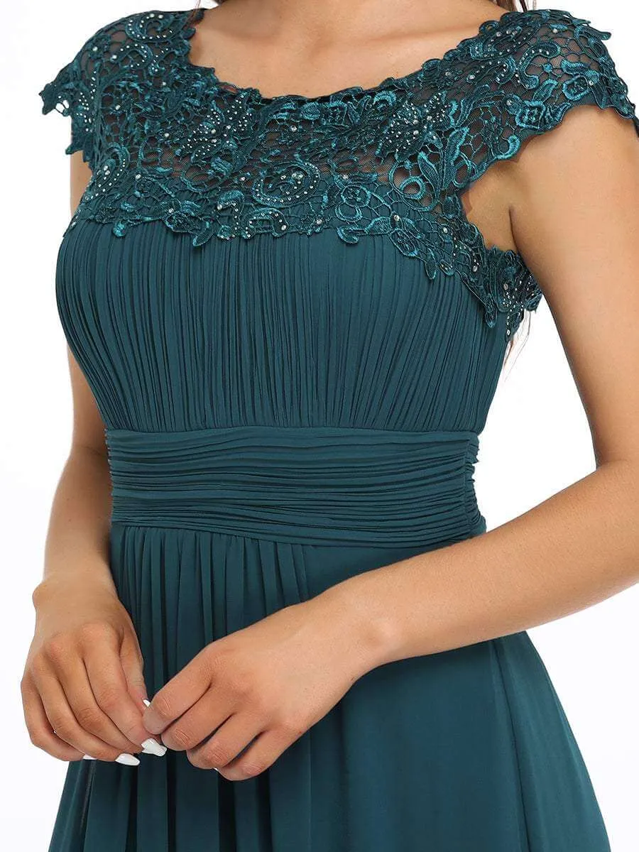 Allanah cap sleeve lace and chiffon bridesmaid dress in darker colors