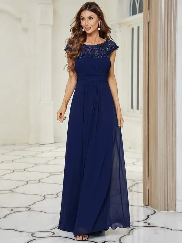 Allanah cap sleeve lace and chiffon bridesmaid dress in darker colors
