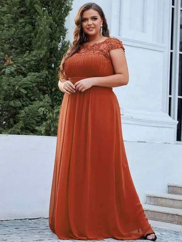 Allanah cap sleeve lace and chiffon bridesmaid dress in darker colors