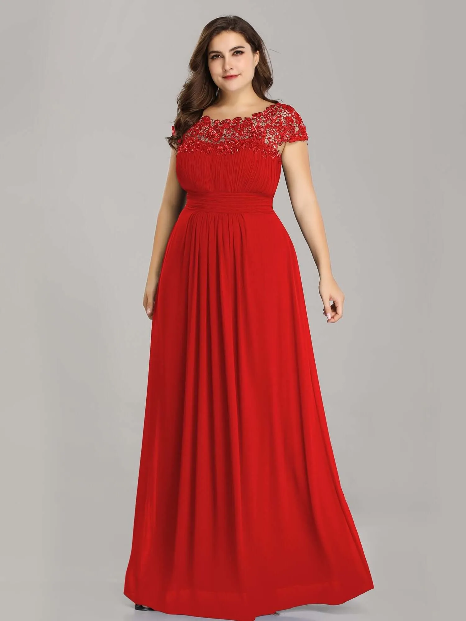 Allanah cap sleeve lace and chiffon bridesmaid dress in darker colors