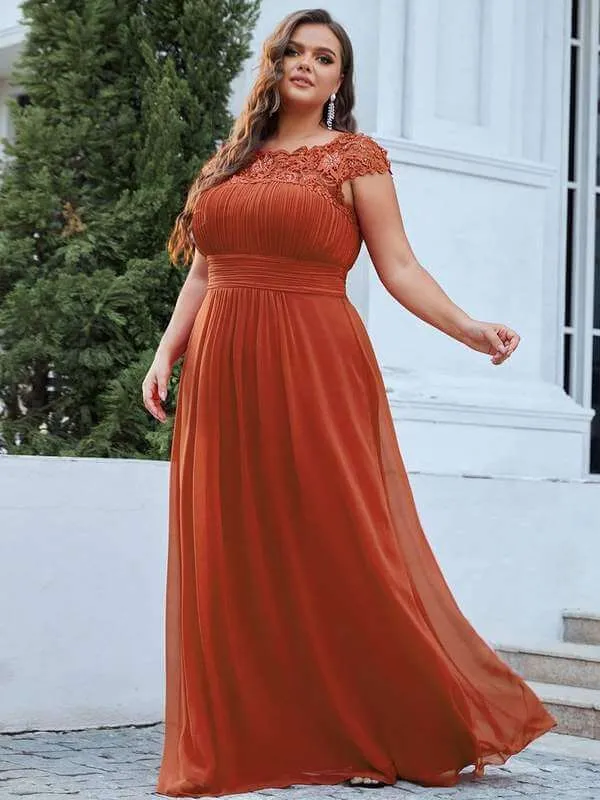 Allanah cap sleeve lace and chiffon bridesmaid dress in darker colors