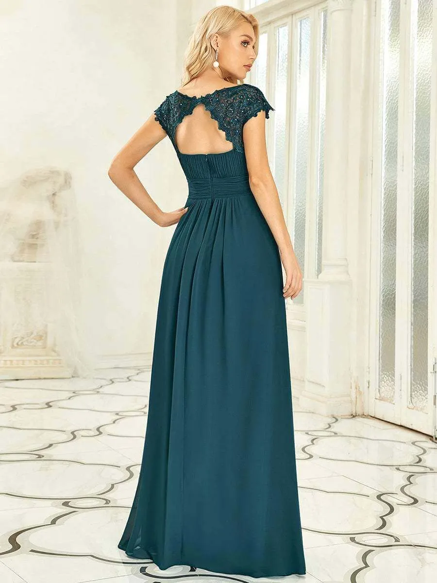 Allanah cap sleeve lace and chiffon bridesmaid dress in darker colors