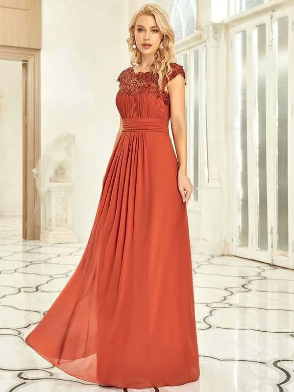 Allanah cap sleeve lace and chiffon bridesmaid dress in darker colors
