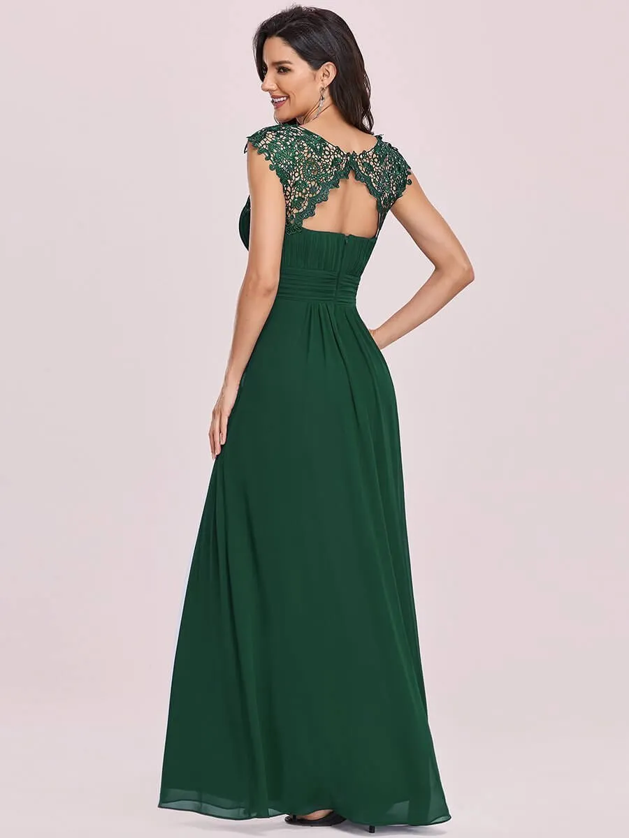 Allanah cap sleeve lace and chiffon bridesmaid dress in darker colors