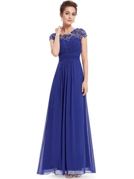 Allanah cap sleeve lace and chiffon bridesmaid dress in darker colors