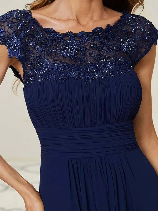 Allanah cap sleeve lace and chiffon bridesmaid dress in darker colors