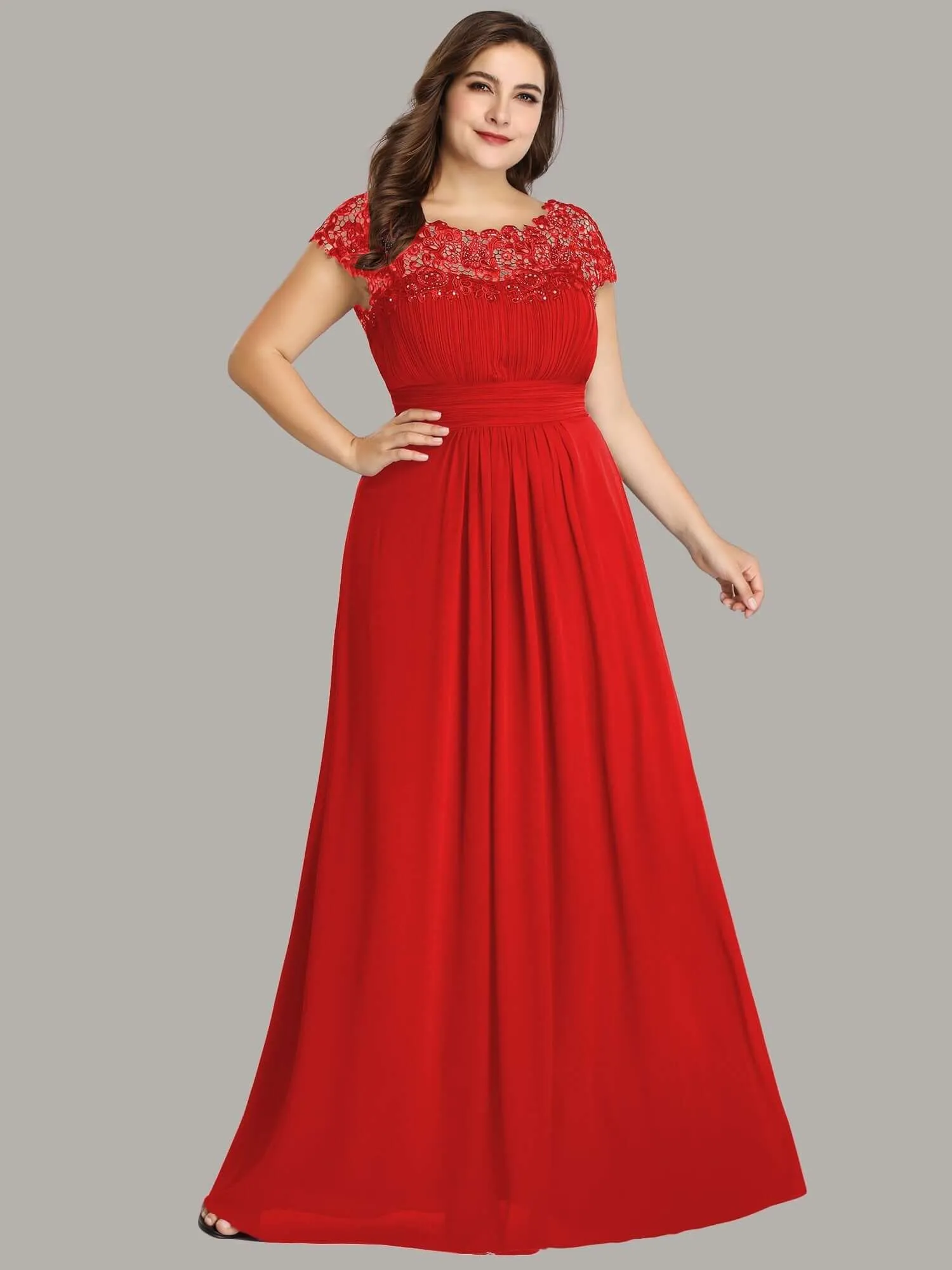 Allanah cap sleeve lace and chiffon bridesmaid dress in darker colors