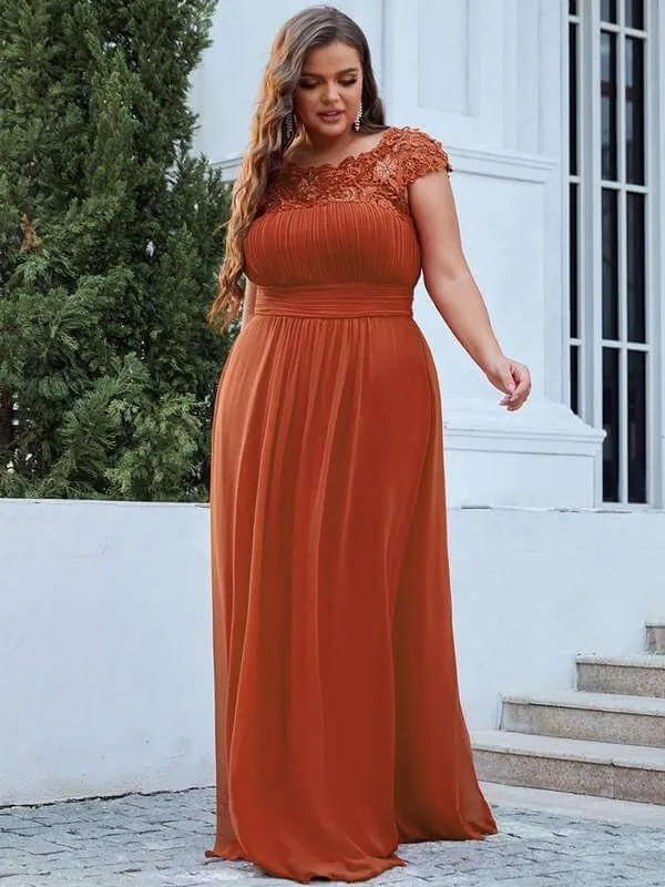Allanah cap sleeve lace and chiffon bridesmaid dress in darker colors